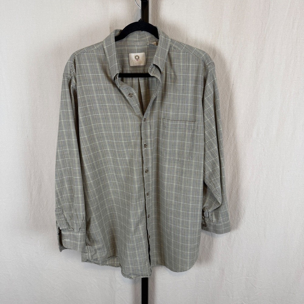 Viyella Men's Plaid Button Down Long Sleeve Shirt Size L Cotton Wool Blend